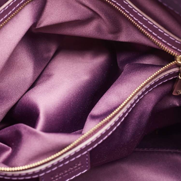 Pre Owned Versace Purple Embossed Leather Medusa Studded Tote
