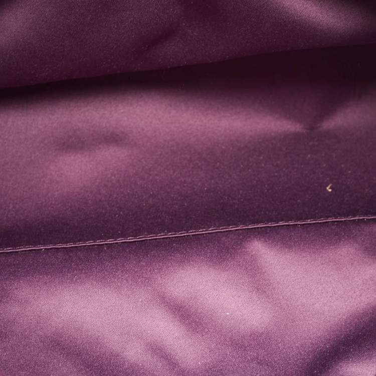 Pre Owned Versace Purple Embossed Leather Medusa Studded Tote