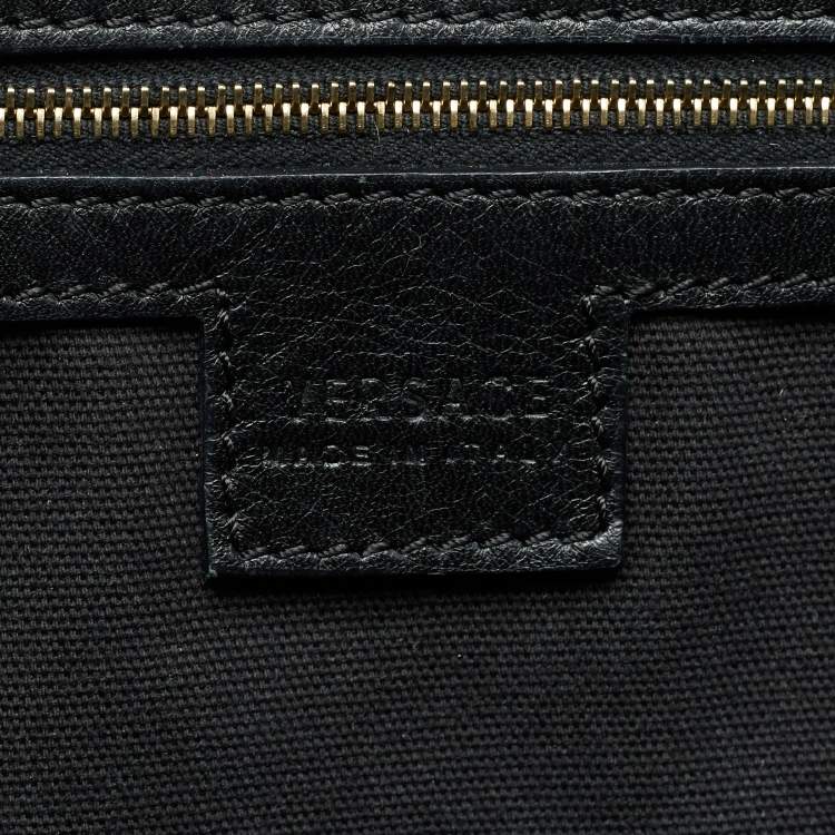 Pre Owned Versace Black/Yellow Barocco Print Coated Canvas Shopper Tote