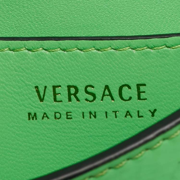 Pre Owned Versace Green Patent Leather Medusa Ring Handle Clutch