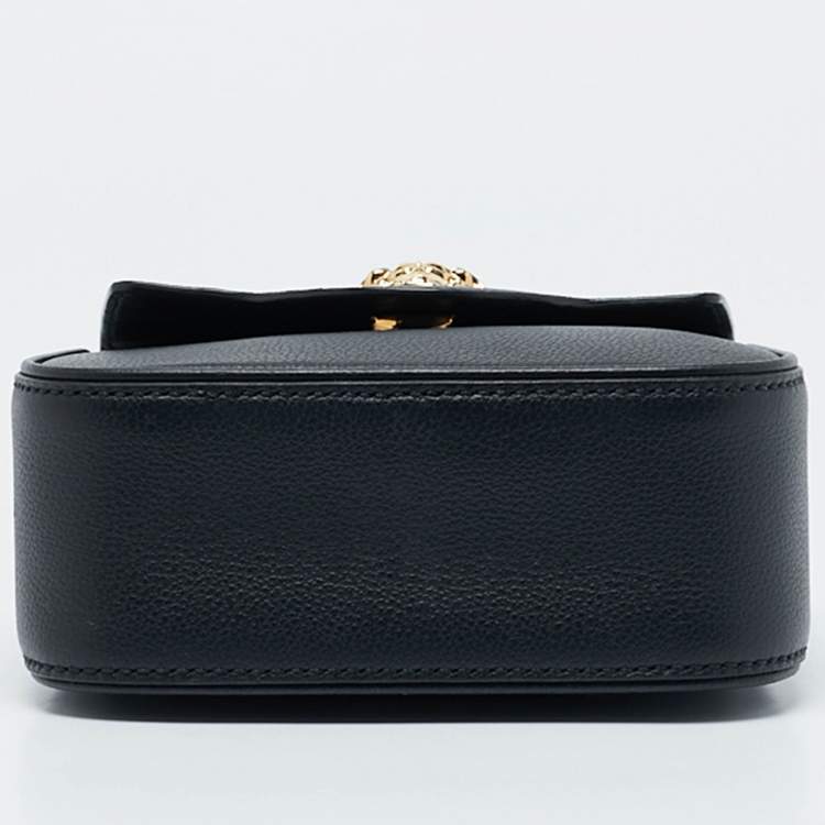 Pre Owned Versace Black Leather Mini La Medusa Top Handle Bag