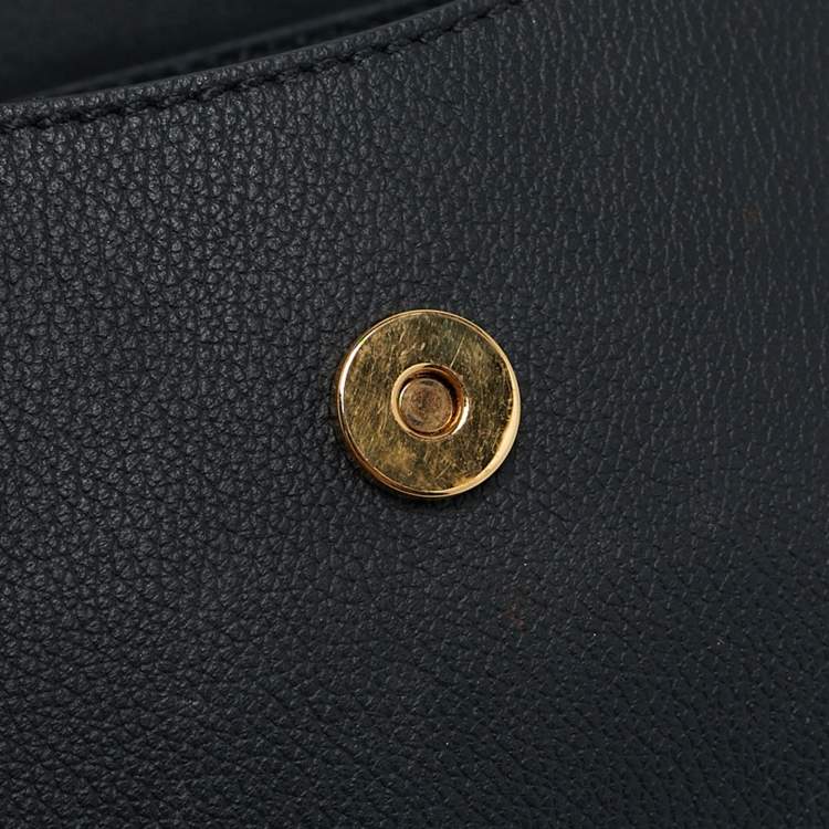 Pre Owned Versace Black Leather Mini La Medusa Top Handle Bag