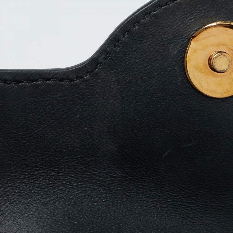 Pre Owned Versace Black Leather Mini La Medusa Top Handle Bag