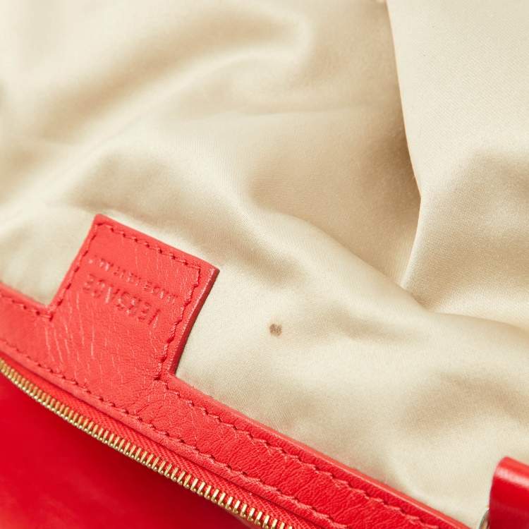 Pre Owned Versace Red Leather Medusa Lock Flap Shoulder Bag