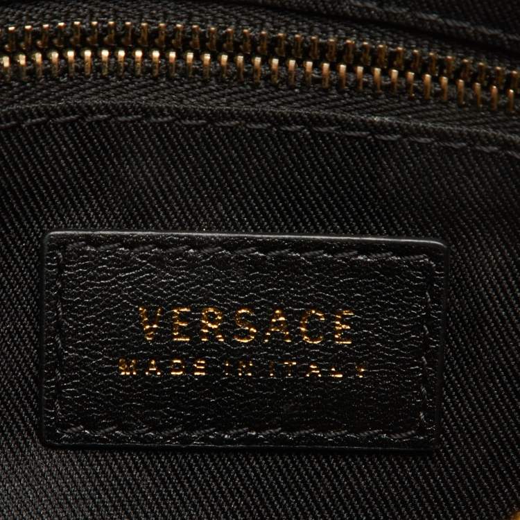 Pre Owned Versace Yellow Leather La Medusa Wristlet Zip Pouch