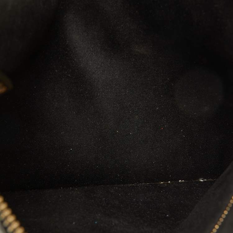 Pre Owned Versace Black Leather Baroque Medusa Print Wristlet Pouch