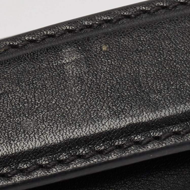 Pre Owned Versace Black Leather Virtus Shoulder Bag