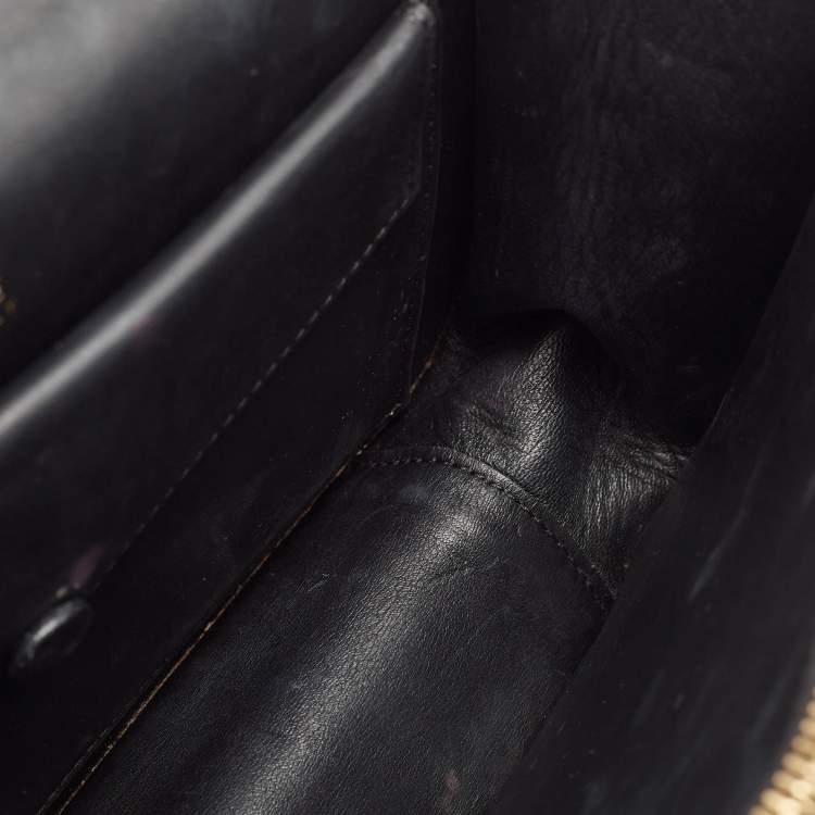 Pre Owned Versace Black Leather Virtus Shoulder Bag