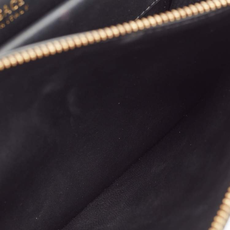 Pre Owned Versace Black Leather Virtus Shoulder Bag