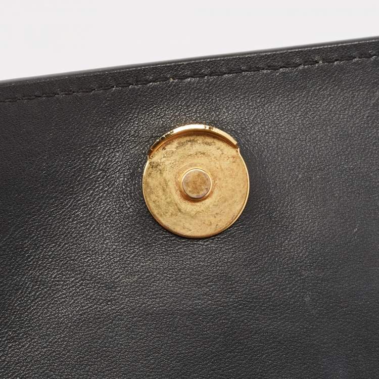 Pre Owned Versace Black Leather Virtus Shoulder Bag