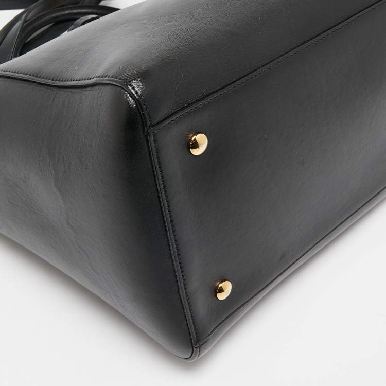 Pre Owned Versace Black Leather Medusa Tote