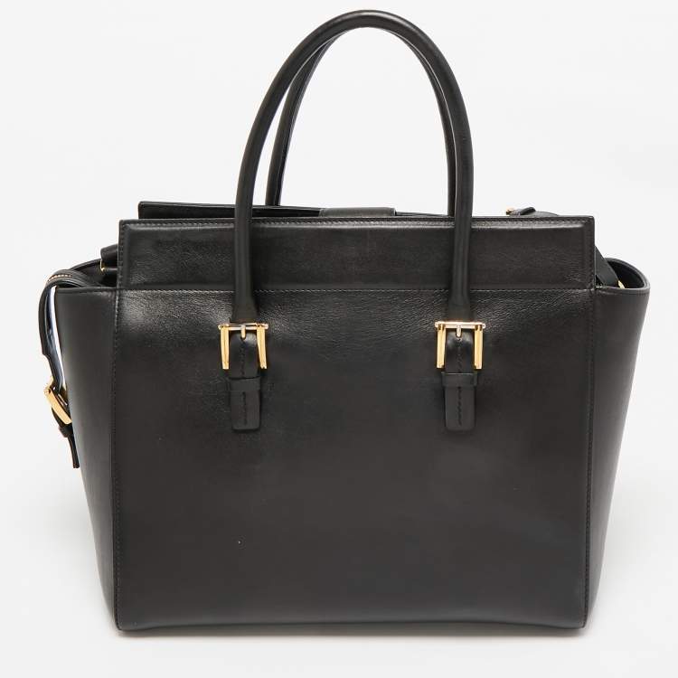 Pre Owned Versace Black Leather Medusa Tote