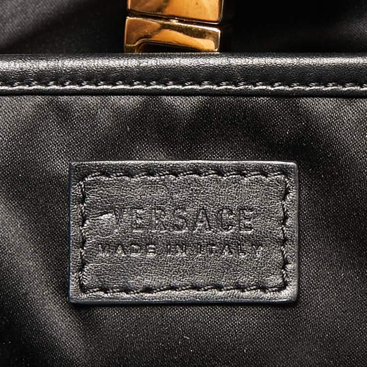 Pre Owned Versace Black Leather Medusa Tote