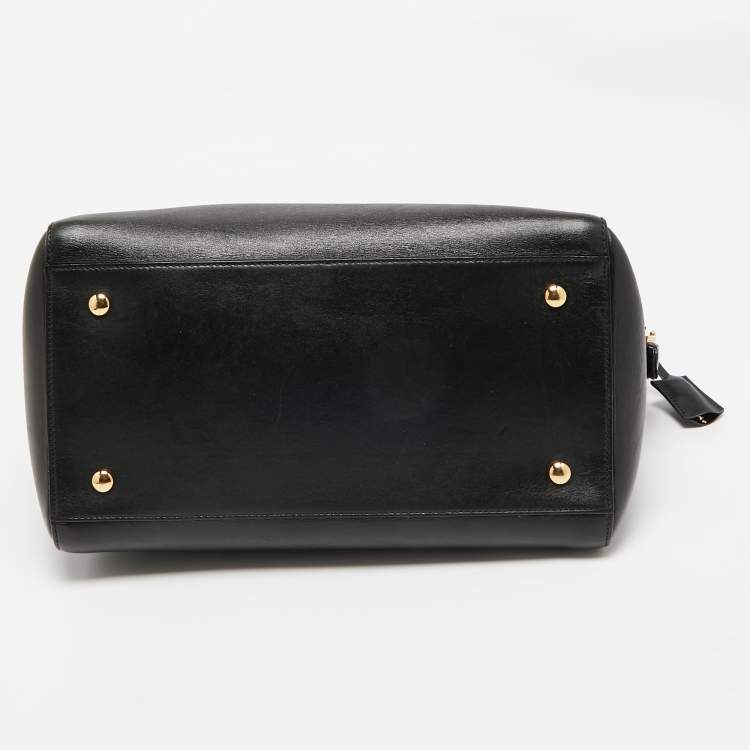 Pre Owned Versace Black Leather Medusa Tote