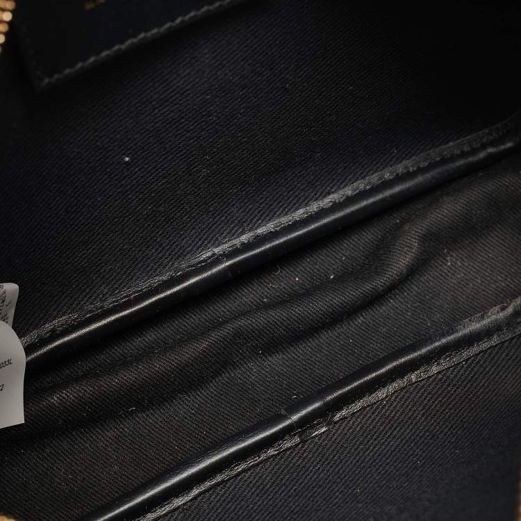Pre Owned Versace Black Leather Logo Print Belt Bag
