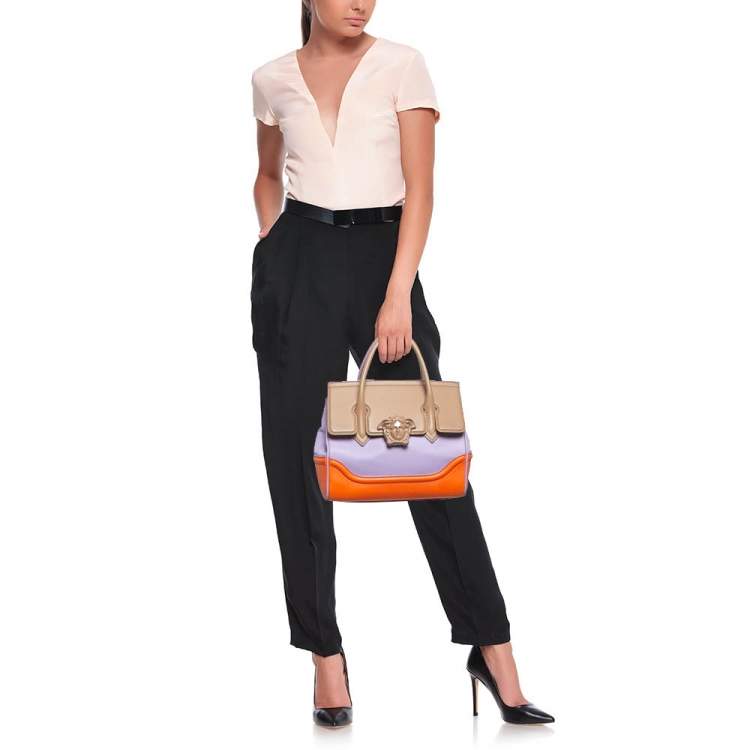 Pre Owned Versace Tricolor Leather Palazzo Empire Tote