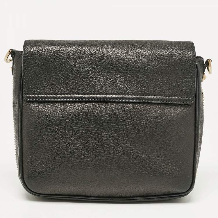 Pre Owned Versace Black Leather Medusa Studded Flap Crossbody Bag