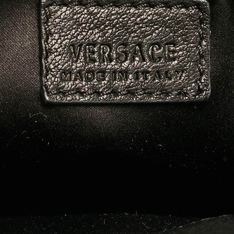 Pre Owned Versace Black Leather Medusa Studded Flap Crossbody Bag