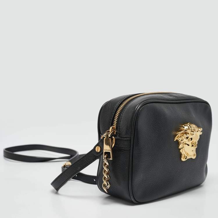 Pre Owned Versace Black Leather Palazzo Medusa Camera Crossbody Bag