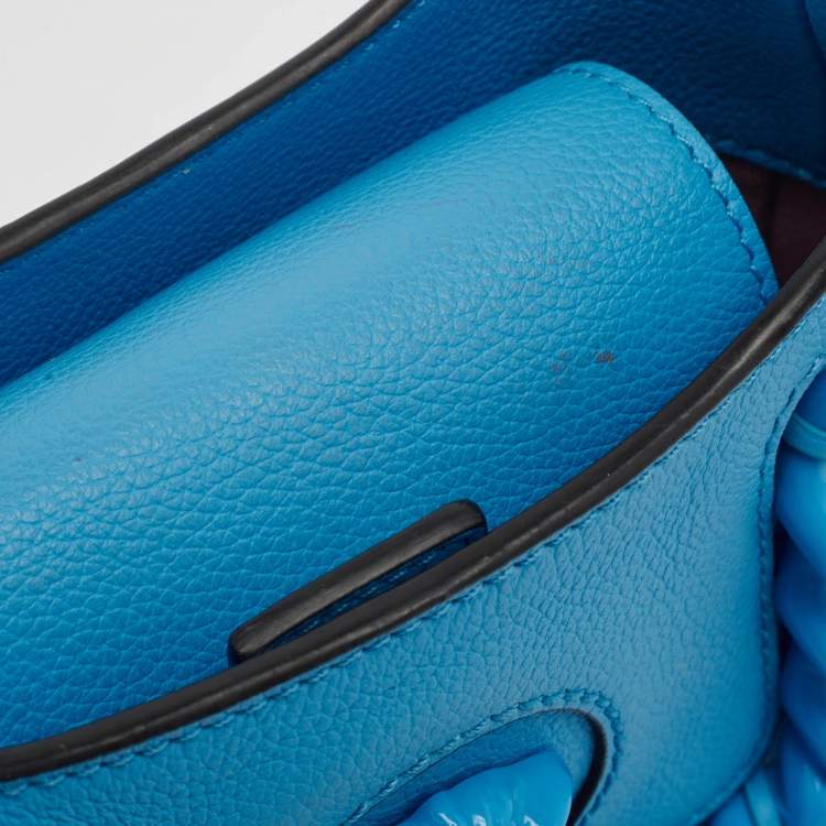 Pre Owned Versace Blue Leather Small La Medusa Chain Hobo
