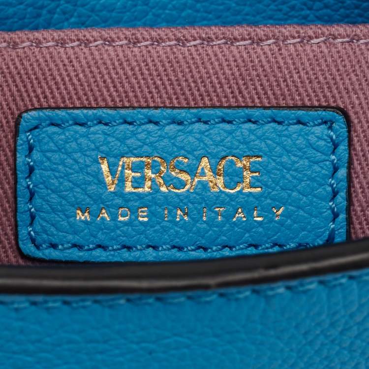 Pre Owned Versace Blue Leather Small La Medusa Chain Hobo