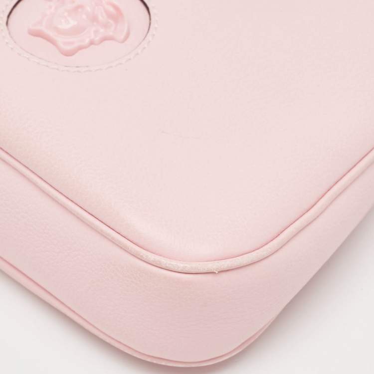 Pre Owned Versace Light Pink Leather La Medusa Shoulder Bag