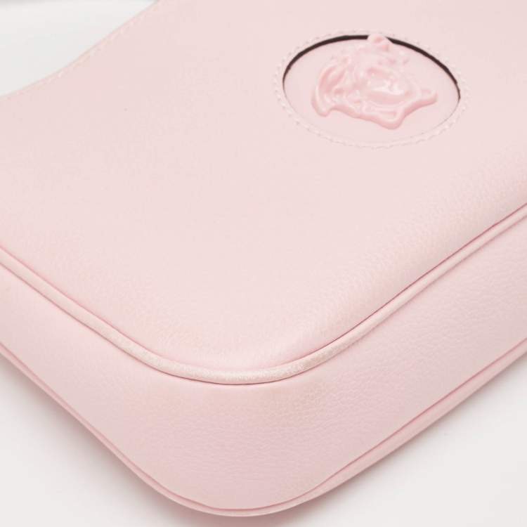 Pre Owned Versace Light Pink Leather La Medusa Shoulder Bag