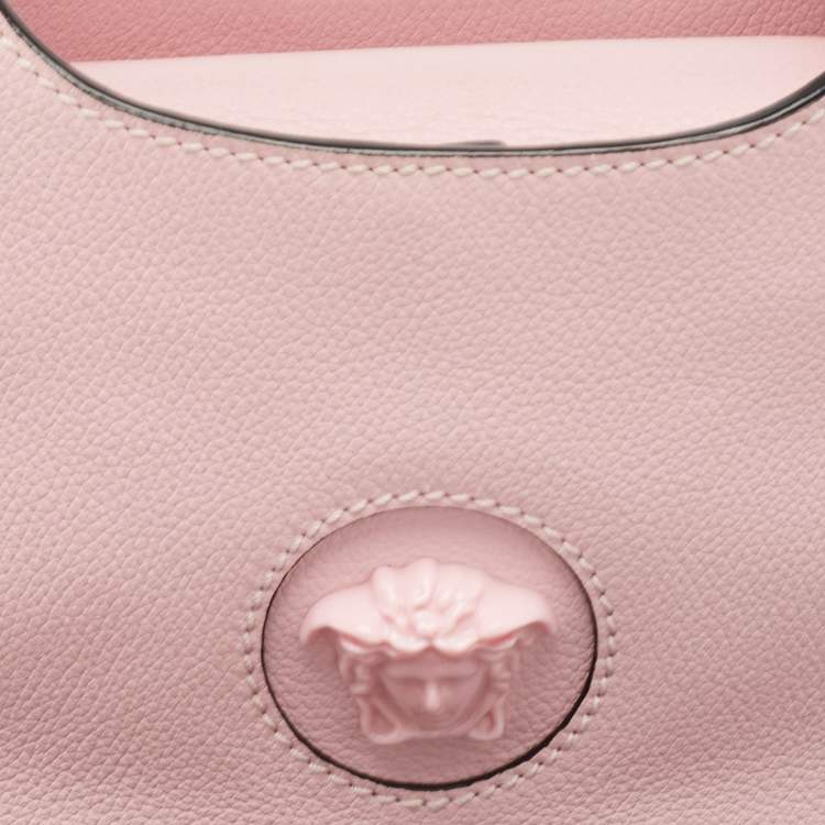 Pre Owned Versace Light Pink Leather La Medusa Shoulder Bag