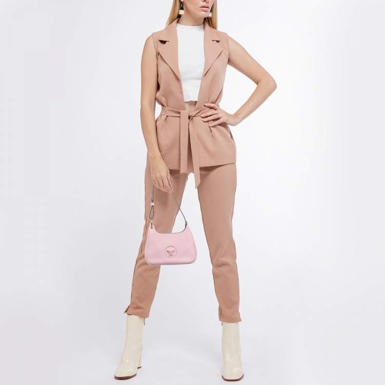 Pre Owned Versace Light Pink Leather La Medusa Shoulder Bag