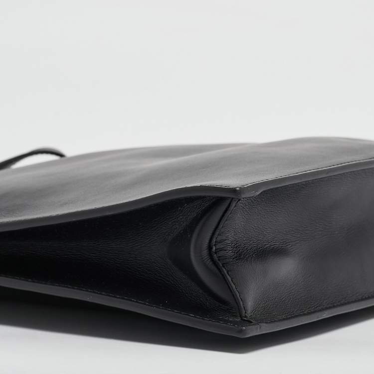 Pre Owned Versace Black Leather Virtus Crossbody Bag