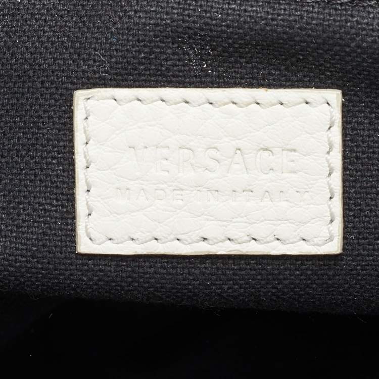 مملوكة مسبقًا Versace White Leather La Medusa Shopper Tote