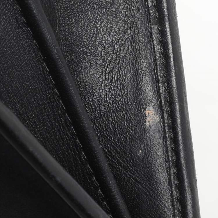 Pre Owned Versace Black Leather Wallet On Chain