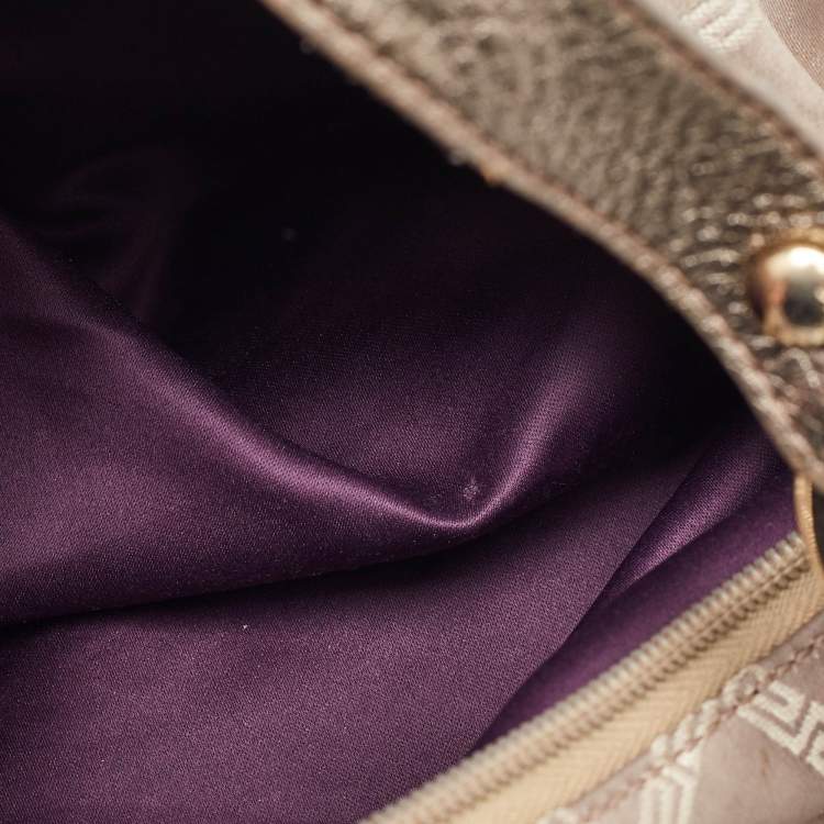 Pre Owned Versace Metallic Signature Canvas and Leather Palazzo Charm Hobo