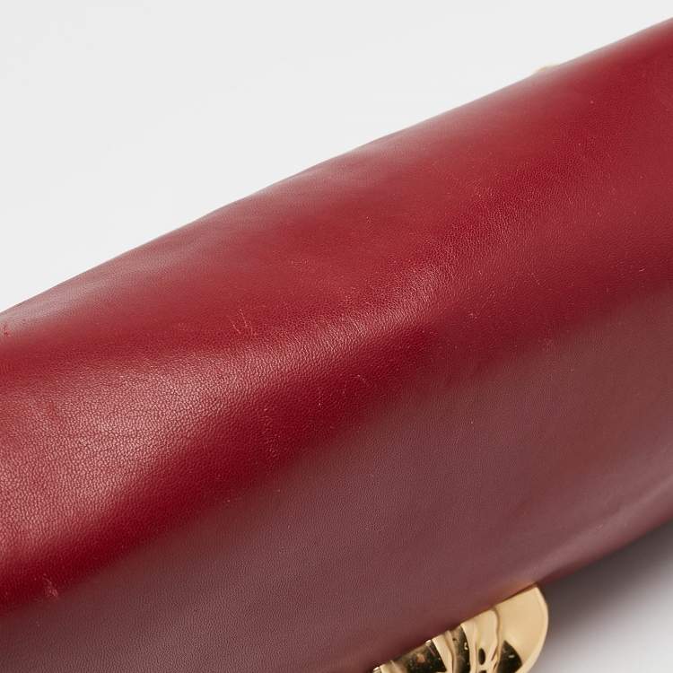 Pre Owned Versace Dark Red Leather Palazzo Sultan Flap Shoulder Bag