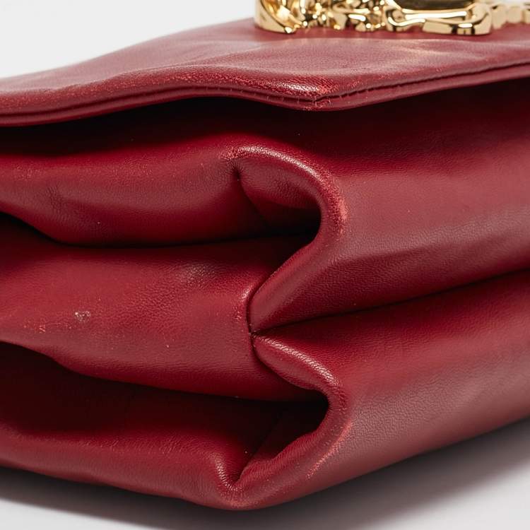 Pre Owned Versace Dark Red Leather Palazzo Sultan Flap Shoulder Bag