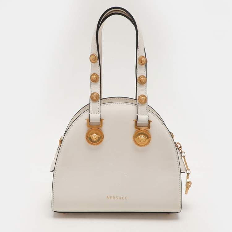 Pre Owned Versace White Leather Tribute Medallion Satchel