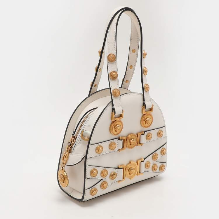 Pre Owned Versace White Leather Tribute Medallion Satchel