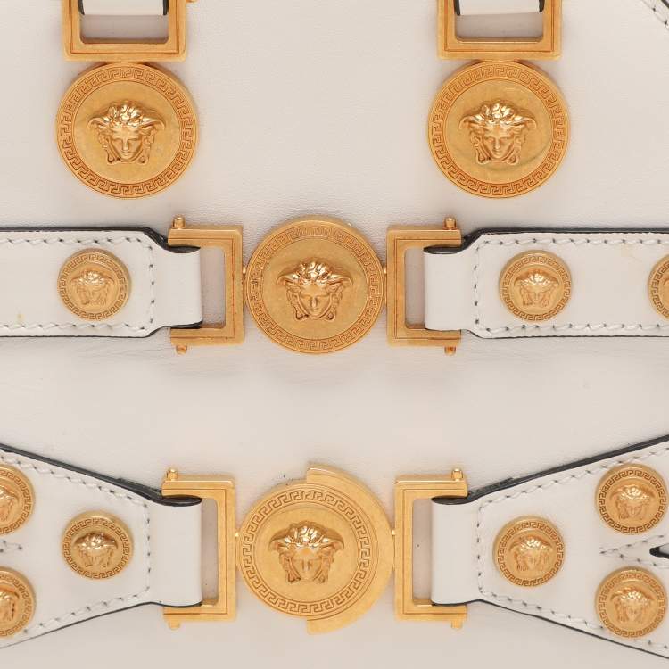Pre Owned Versace White Leather Tribute Medallion Satchel