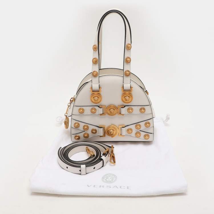 Pre Owned Versace White Leather Tribute Medallion Satchel