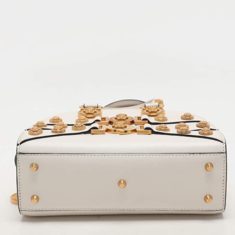 Pre Owned Versace White Leather Tribute Medallion Satchel