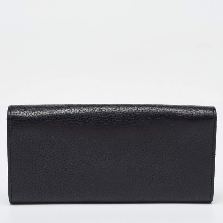 Pre Owned Versace Black Leather Medusa Flap Continental Wallet