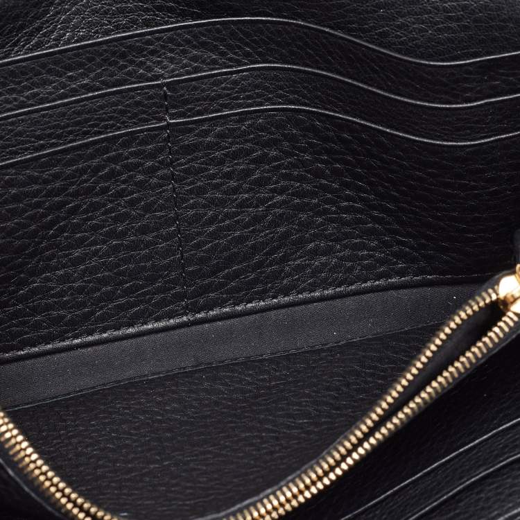 Pre Owned Versace Black Leather Medusa Flap Continental Wallet