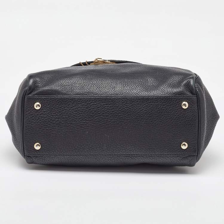 Pre Owned Versace Black Leather Altea Medusa Flap Shoulder Bag