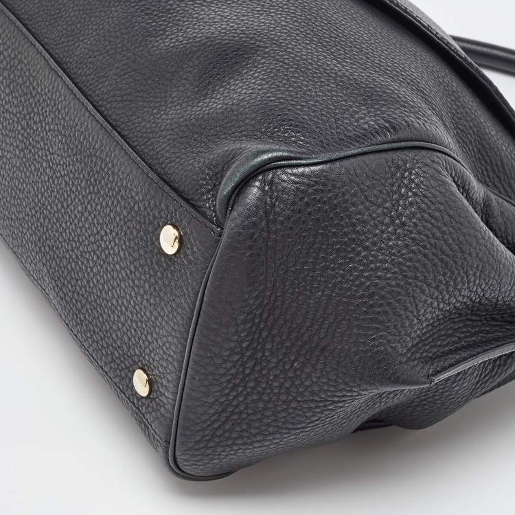 Pre Owned Versace Black Leather Altea Medusa Flap Shoulder Bag
