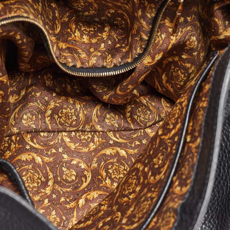 Pre Owned Versace Black Leather Altea Medusa Flap Shoulder Bag