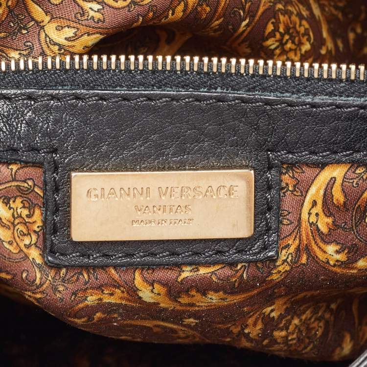 Pre Owned Versace Black Leather Altea Medusa Flap Shoulder Bag