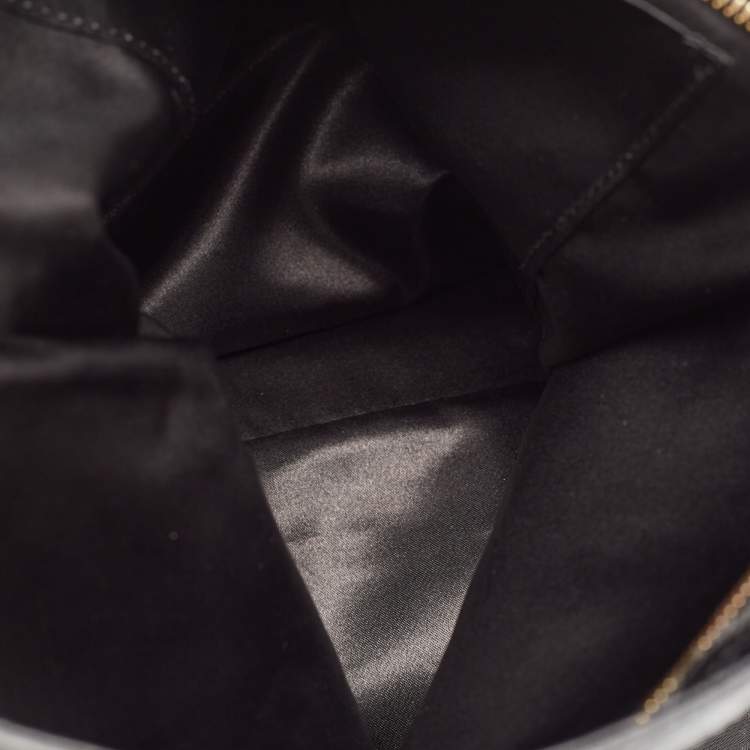Pre Owned Versace Black Signature Fabric and Croc Embossed Leather Chain Shopper Tote