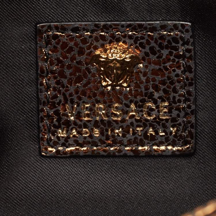 Pre Owned Versace Gold Crackled Leather Medusa Palazzo Sultan Shoulder Bag
