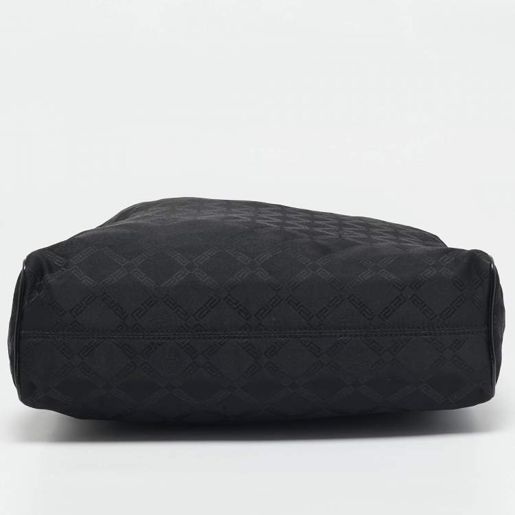 Pre Owned Versace Black Signature Fabric and Patent Leather Chain Tote