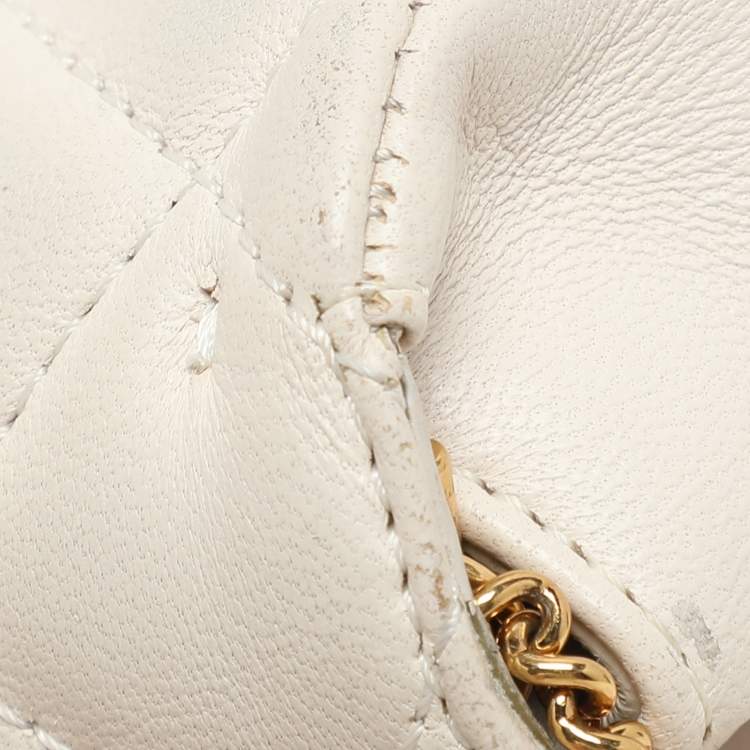 Pre Owned Versace White Quilted Leather La Medusa Chain Crossbody Bag